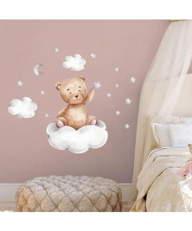 Cute Bears and Moon Wall Stickers for Kids Bedroom Decor | Nursery Window Decals - Set of Bears, Clouds, Moon and Stars - Buy Online on GoSupps.com