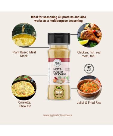 Aga's Wholesome Meat & Poultry Seasoning 100g Low Sodium & MSG Free Natural Spices Plant Based Gluten Free Vegan Non-Irradiated GMO Free - Buy Online on GoSupps.com
