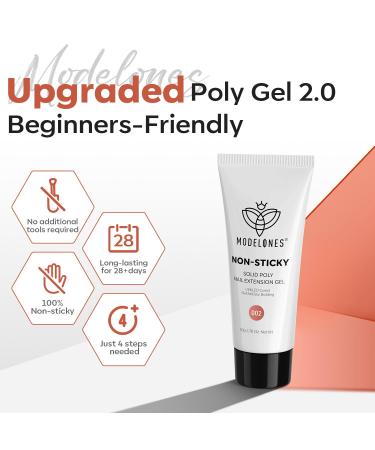 Modelones Solid Builder Gel for Nails - Non-Sticky Poly Gel Nude Hard Gel for Nail Extensions & 3D Art 50g - Beginner-Friendly Molding Gel - Buy Online on GoSupps.com