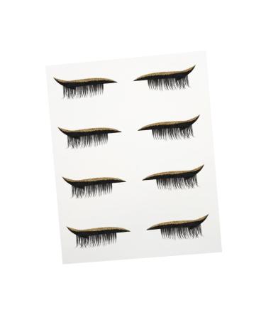 POPETPOP 4 pairs Girls Shiny Reusable Line Decal Adhesive Lash Glitter Liners with Eye for Decals Women 4x1.5cm Gloden