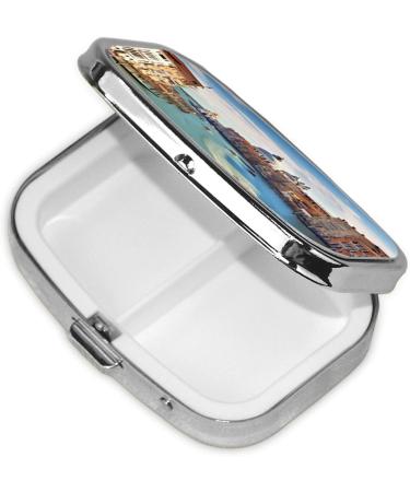 Grand Canal Italy Printed Square Pill Box - Portable Medicine Organizer for Travel | Shop Now - Buy Online on GoSupps.com