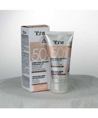 Tahe Sun Protection Face Cream with Color S.P.F 50+ 50 ml (No.01) - Buy Online on GoSupps.com