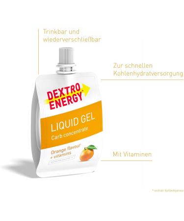 Dextro Energy Liquid Gel Orange + Vitamins - 18x60ml | Boost Energy with Grape Sugar & Vitamin B6 | Fast Carbohydrate Source - Buy Now! - Buy Online on GoSupps.com