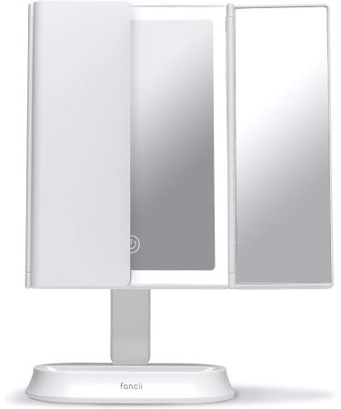 Fancii LED Lighted Makeup Mirror - Rechargeable Trifold Vanity Mirror with 3 Color Temp, 5X/7X Magnifications, Dimmable Lights, Touch Sensor, Cosmetic Stand - Zora - Buy Online on GoSupps.com