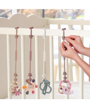 Vicloon Silicone Toy Clip 4Pcs Toy Safety Straps Food Grade Silicone Pacifier Clips Sippy Cup Strap Adjustable Stroller Pacifier Strap Hanging Toys Baby Toy Anti Drop Chain (Pink/Purple) Pink-Purple - Buy Online on GoSupps.com
