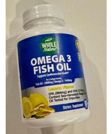 Omega 3 Fish Oil Supplements Maximum Strength 2400 mg Omega-3 1440mg Fish Oil EPA DHA Fatty Acids Heart Health Vision Eye Brain Immune Support for Women & Men. Natural Lemon Flavor 60 ct (1) - Buy Online on GoSupps.com