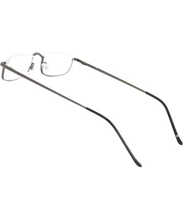 Shop Mini Metal Semi-Rimless Reading Glasses - Stylish Rectangular Design Stainless Steel Frame with Spring Hinge 1.5 Diopters for Men & Women - Buy Online on GoSupps.com