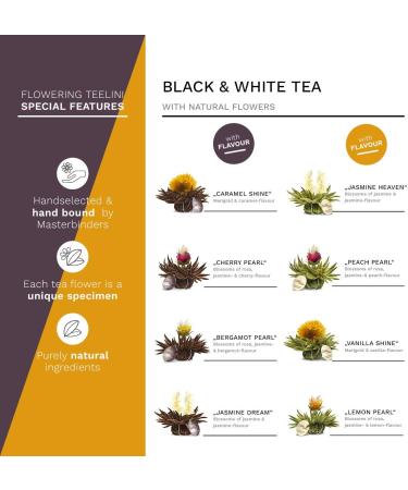 Creano Blooming Tea Gift Set in Wooden Box - 12 Flowering Tea Cups - Black & White Tea - Buy Online on GoSupps.com
