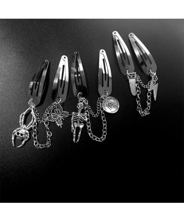 ZHOUMEIWENSP Halloween Metal Skull Hair Clips - Retro Cross Hairpin with Tassel Punk Clips for Novelty Hair Styles (Razor Blade) - Set of 2 - Buy Online on GoSupps.com