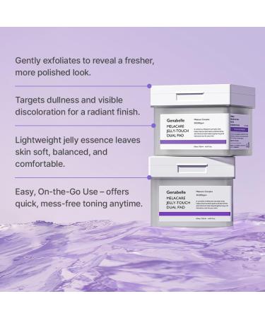 Genabelle Melacare Jelly Touch Dual Pad Radiance-Boosting & Hydrating Toner Pads with Niacinamide & Tranexamic Acid Targets Dark Spots and Hyperpigmentation 4.05 fl oz - Buy Online on GoSupps.com