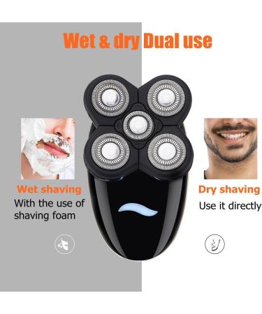 5 in 1 Rechargeable Electric Head Shaver for Bald Men - Ultimate Grooming Kit with Floating Heads Hair Clipper Nose & Ear Trimmer and Facial Brush - Buy Online on GoSupps.com