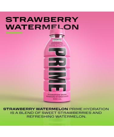 PRIME Hydration STRAWBERRY WATERMELON | Sports Drinks | Electrolyte Enhanced for Ultimate Hydration | 10% Coconut Water | B Vitamins | Antioxidants | 2g Of Sugar | 500mL | 12 Pack - Buy Online on GoSupps.com