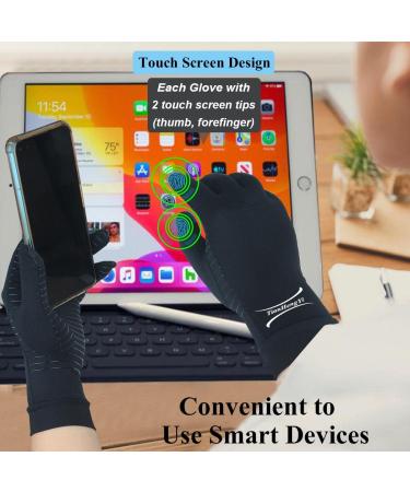 Copper Arthritis Gloves with Touch Screen - 2 Pairs Full Finger Compression Gloves for Men Women - Relieve Hand Pain, Swelling, Carpal Tunnel - Support Wrist and Hand Joint - Black Large - Buy Online on GoSupps.com