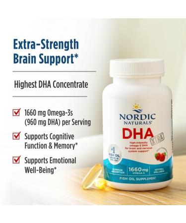 Nordic Naturals DHA Xtra Strawberry - 90 Soft Gels - 1660 mg Omega-3 - High-Intensity DHA Formula for Brain & Nervous System Support - Non-GMO - 45 Servings Strawberry 90 Count (Pack of 1) - Buy Online on GoSupps.com