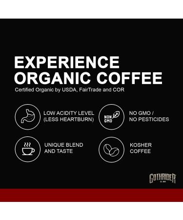 GothRider Grease Ground Bean Coffee (12 oz) - USDA FairTrade and COR Certified Organic Coffee Beans Slow-Roasted Coffee Beans Neapolitan Blend Dark Roast Ground Bean Coffee - Buy Online on GoSupps.com