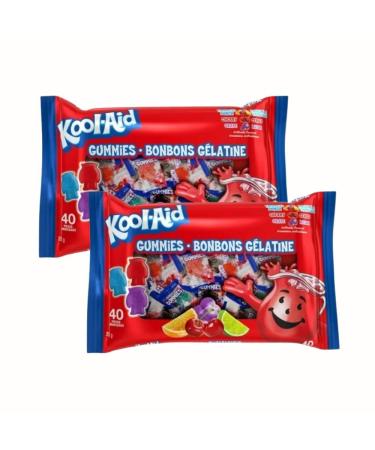 KoolAid Gummies Fruity Flavour Gummy Candy Tropical Punch Cherry and Grape Flavor for Parties and Snacks 40 count (Pack of 02)