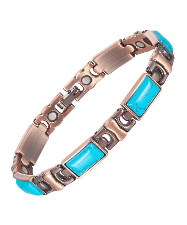 YINOX Copper Magnetic Bracelet Turquoise Stone Bracelet Ladies Bracelet Fashion Gift - Magnetic Bracelet for Women (18.5 cm) - Buy Online on GoSupps.com