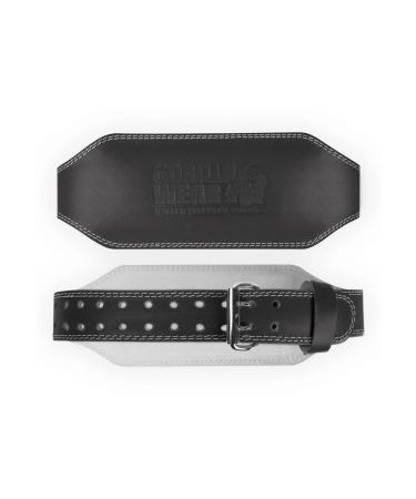 Gorilla Wear - 6 Inch Padded Leather Lifting Belt - Black/Black - Bodybuilding Strength training Gym Training Weightlowing Support Stabilization with Logos for Sports Aus Leather S -M Black - Buy Online on GoSupps.com