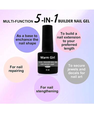 Warm Girl 2PCs 5 in 1 Clear Builder Nail Gels UV/LED Nail Polish for Nail Repair & Extensions | 8ml Professional Nail Strengthener - Buy Online on GoSupps.com