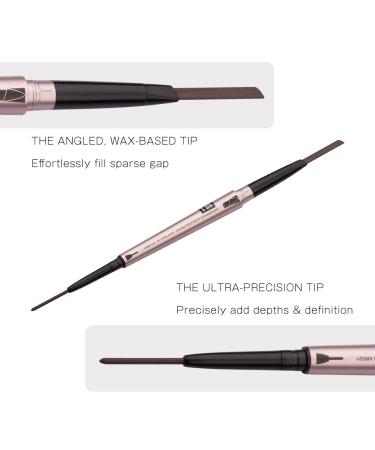 2 Pack Waterproof Eyebrow Pencil with Dual Ends - Professional Brow Enhancing Kit in Dark Brown #1 - Buy Online on GoSupps.com