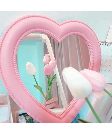 BinaryABC Heart Makeup Mirror - Light Pink | Wall/Desktop Cosmetic Mirror - Buy Online on GoSupps.com