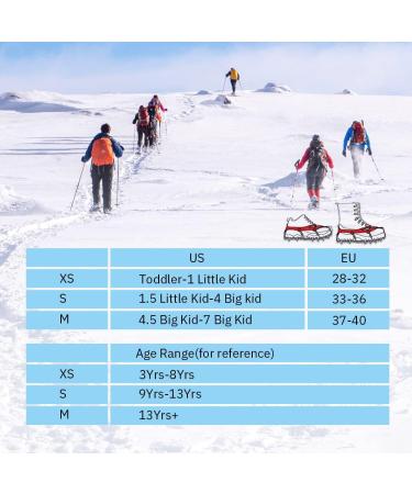 Kids Ice Cleats - Stainless Steel Traction Cleats for Hiking Boots & Shoes - Anti-Slip Snow Grips & Micro Spikes for Ice Fishing, Walking, Hiking & Climbing - Orange - Size S(1.5-4) - Buy Online on GoSupps.com