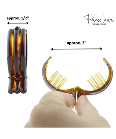 Parcelona French Round Inner Teeth 2 Inch Hair Clips Set - Tortoise Shell and Black Cellulose Hair Accessories for Women - Buy Online on GoSupps.com