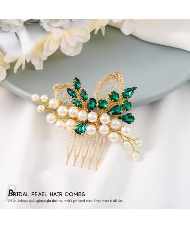 Vakkery Pearl Bride Wedding Hair Comb Gold Crystal Hair Slide Prom Hair Pieces Bridal Hair Accessories for Women and Girls - Buy Online on GoSupps.com
