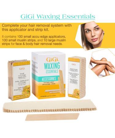 GIGI Waxing Essentials Kit - 100 Wax Applicators & Muslin Strips for Face and Body Hair Removal - Buy Online on GoSupps.com