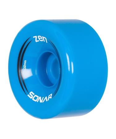 Riedell Sonar Wheels - Zen - Quad Roller Skate Wheels - 4 Pack of 32mm x 62mm 85A Wheels Blue