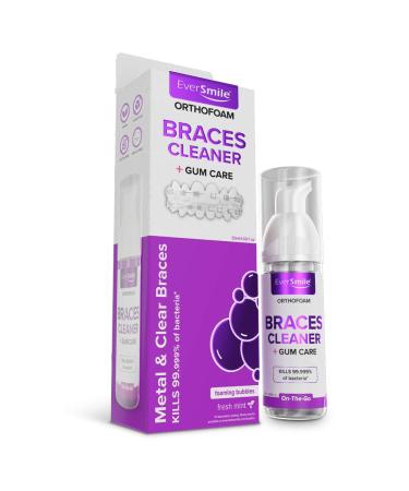 OrthoFoam Braces Cleaner - Cleans Under Metal, Ceramic or Clear Brackets & Wires. Can Brush or Rinse With & Use in Trays. Foaming Bubbles Whiten Teeth & Fight Plaque (1 pack)(Packaging May Vary) 1.69 Fl Oz (Pack of 1)