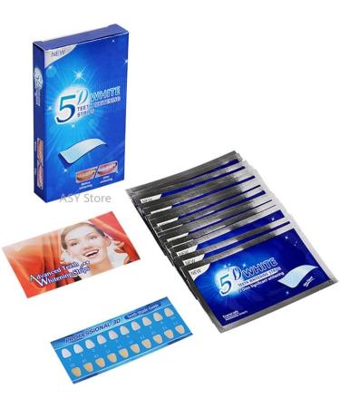 5D Teeth Whitening Strips - 28 Strong Strips for Stain Removal & Plaque, Peroxide-Free Gel for Yellow Teeth - Two Weeks Treatment - Buy Online on GoSupps.com