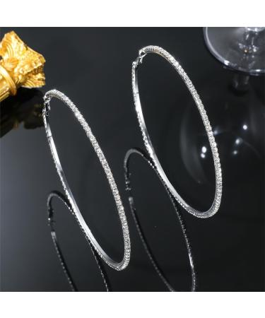 Jumwrit Shiny Big Hoop Rhinestone Dangle Earrings | Sparkle Crystal Circle Studs | Fashion Jewelry Gift for Women - Buy Online on GoSupps.com