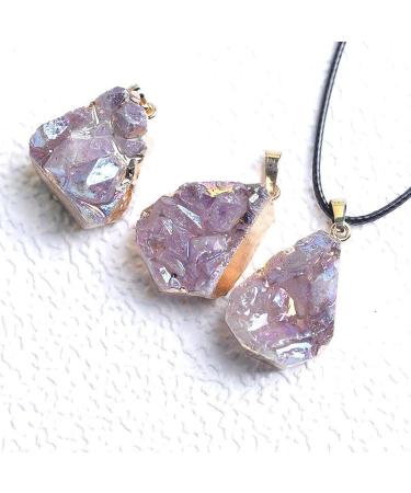 Natural Crystal Rough 1PC Natural Crystal Cluster Electroplate Pendant Quartz Stone Raw Crystals for Men Women Jewelry Reiki Specimen DIY Gift - (Color: Electroplate) - Buy Online on GoSupps.com