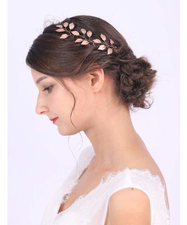 Anglacesmade Bridal Hair Pins Rose Gold Leaf Bobby Pins Leaf Vine Branch Pins Wedding Hair Accessories Bridesmaid Hair Vine for Women and Girls (Rose gold) - Buy Online on GoSupps.com