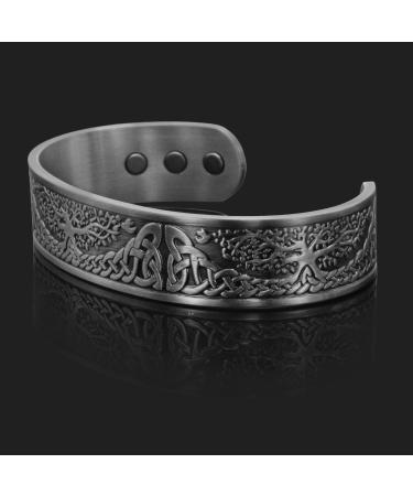 Mens Womens Copper Bracelet pewter coated Copper Bangle with 6 Magnets Adjustable Antique Silver (TLP)-Celtic Tree of Life (L: Wrist 19.5-22.5cm/7.7-8.8") - Buy Online on GoSupps.com