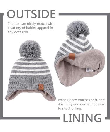 XIAOHAWANG Striped Winter Baby Beanie Hat & Scarf Set | Boys Girls Toddler Kids | Warm Knitted Classic Beanie | Gray | 4-8 Years - Buy Online on GoSupps.com
