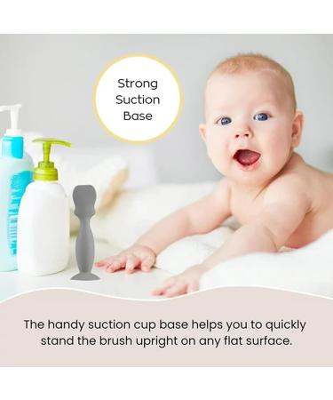 Creoqiji 4-Pack Silicone Bathing Toy for Babies - 18 Months+ Fine Motor Skill Brushes (Gray) - Buy Online on GoSupps.com