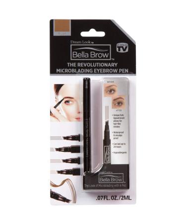 BELLA BROW By Dream Look Microblading Eyebrow Pen with Precision Applicator (Single Pack - Brown) As Seen On TV Natural Looking Smudge Proof Waterproof Long Lasting