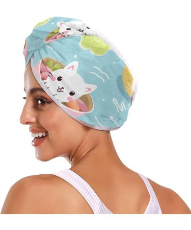 Cute Cartoon Cat Hair Towel 2 Pack | Super Absorbent Quick Dry Hair Turbans for Women & Girls - Buy Online on GoSupps.com