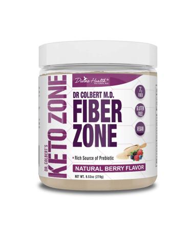 Divine Health Keto Zone  Fiber Powder | Berry Flavored | Psyllium Husk Powder | Inulin Powder | 270 Grams & 30 Day Supply | Recommended in Dr. Colbert's Keto Zone Diet