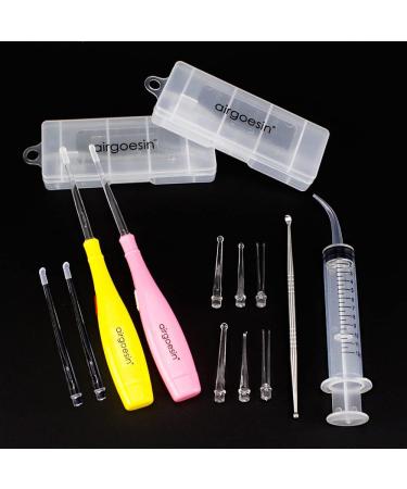 Airgoesin Tonsil Stone Remover Kit - 2 Sets with LED Tool, Irrigation Syringe, Stainless Tonsil Pick - Yellow+Pink - Buy Online on GoSupps.com