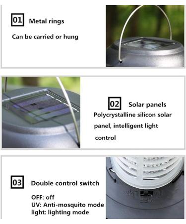 Solar Ultraviolet Insecticidal Lamp Waterproof Flies Mosquitoes and Insects Outdoors Lighting Gardens Patios Lawns Dual Functions - Buy Online on GoSupps.com