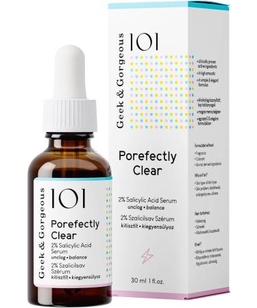 Geek & Gorgeous 101 - Porefectly Clear light gel exfoliant with 2% salicylic acid & Sarcosine unclogs pores & improves blackheads & oiliness - combination & oily skin 30ml - Buy Online on GoSupps.com