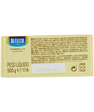  Italian Gourmet E.R. De Cecco Lasagna All'uovo Lot de 5 p tes avec uf n 112 500 g + polpa Italian Gourmet 500 g - Buy Online on GoSupps.com