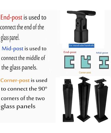 Glass Balustrade Post Black with Spigot Slots And Sturdy Base for Steps Stainless Steel Glass Railing Post Villas Balcony Stairway Deck Patio Stairs End post B 850mm/33.4in Corner Post B 1000mm/39.3in - Buy Online on GoSupps.com