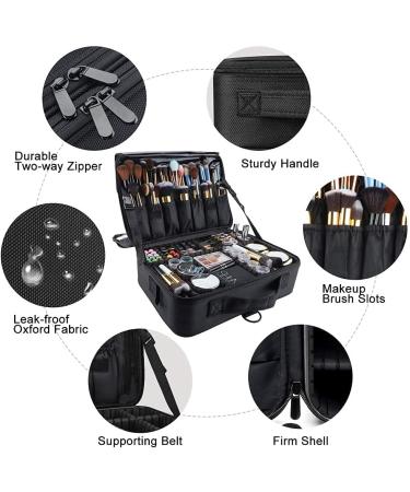 Cosmetics Pocket - 3 Layer Waterproof Makeup Organizer Bag | Portable Artist Travel Case with Adjustable Dividers - 13.4m Black - Buy Online on GoSupps.com
