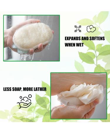 Double-Sided Natural Loofah Exfoliating Body Scrubber & Mesh Pouf Set - 2 Piece Bath Sponges in White/Pink for Shower - Buy Online on GoSupps.com