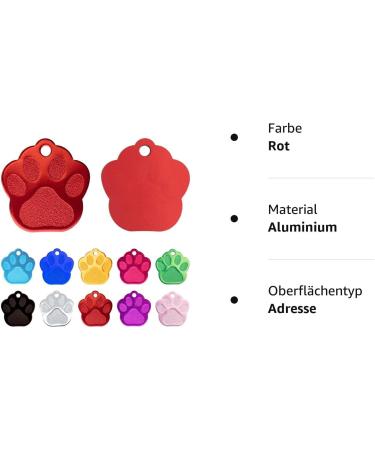 Personalized Dog Paw Brand for Small to Medium Dogs & Cats - Ibera Gifts Engraved Name Collar & Pendant (Red) - Buy Online on GoSupps.com