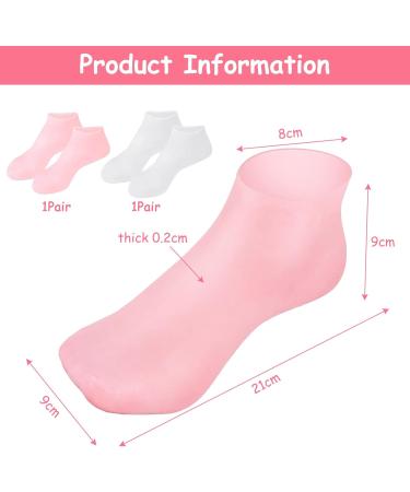 LINXINS Silicone Socks for Cracked Feet 2 Pairs Silicone Socks for Women Silicone Moisturising Socks Women Foot SPA Pedicure Silicone Socks Softening Dry Cracked Feet Rough Skins Pink & White - Buy Online on GoSupps.com